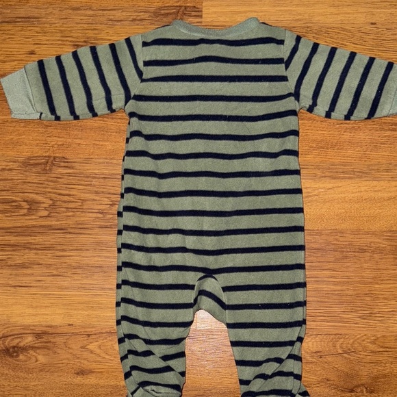 Carter's Green and Black Striped Footie Pajamas - Picture 9 of 9